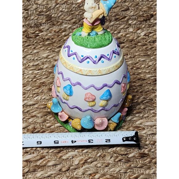 Long Rich Easter Egg Jar With Spring Mushrooms At Base 8.5" X 5" Holiday Decor - Picture 10 of 10
